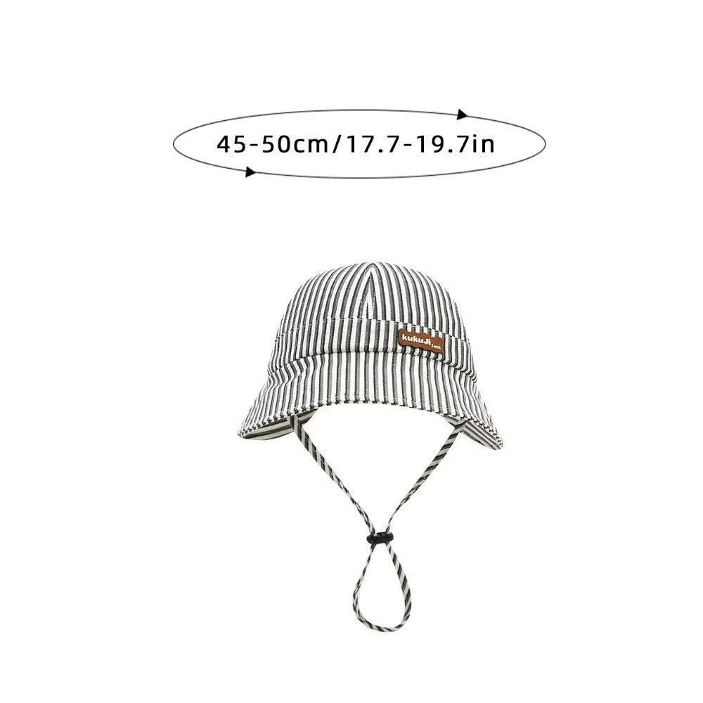 New Striped Baby Bucket Hat Adjustable Breathable Kids Sun Hat Cotton Wide Brim Panama Hat Summer
