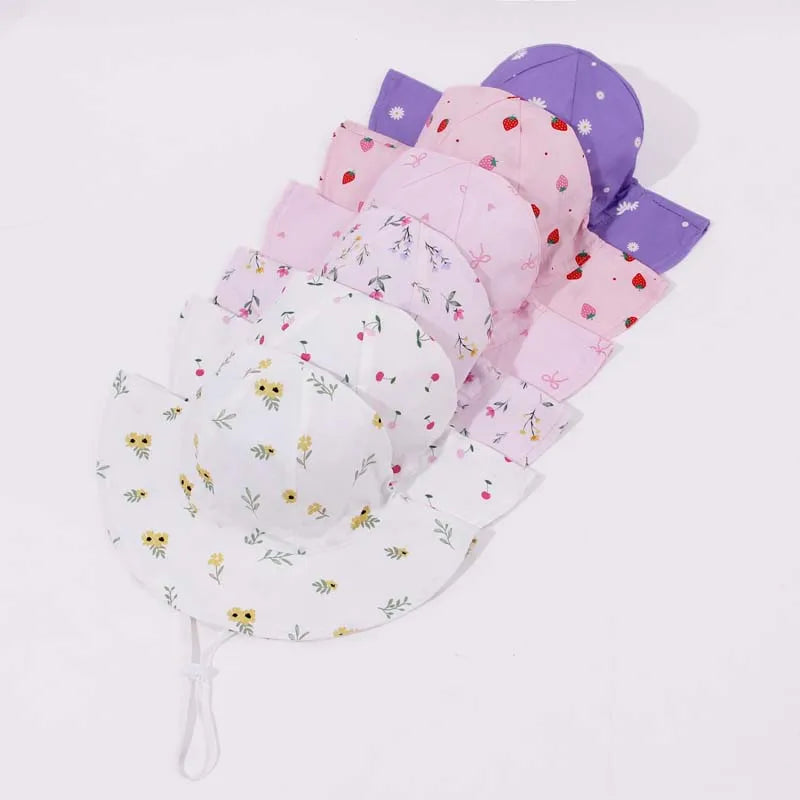 2026 Kids Girl Hats Summer Print Children Sun Hat for Girls Beach Travel Baby Cap Children Panama Cap 2-6Y