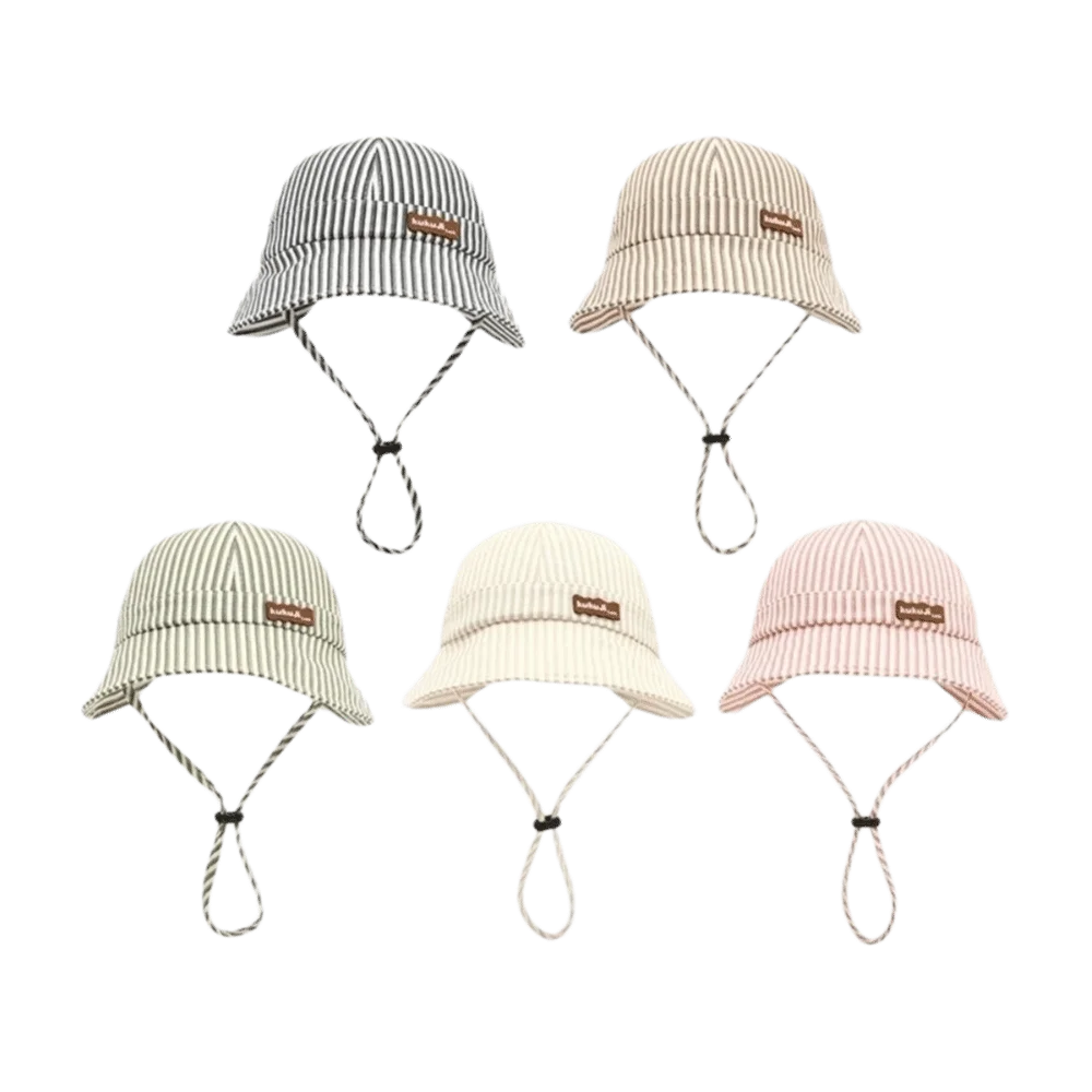 New Striped Baby Bucket Hat Adjustable Breathable Kids Sun Hat Cotton Wide Brim Panama Hat Summer