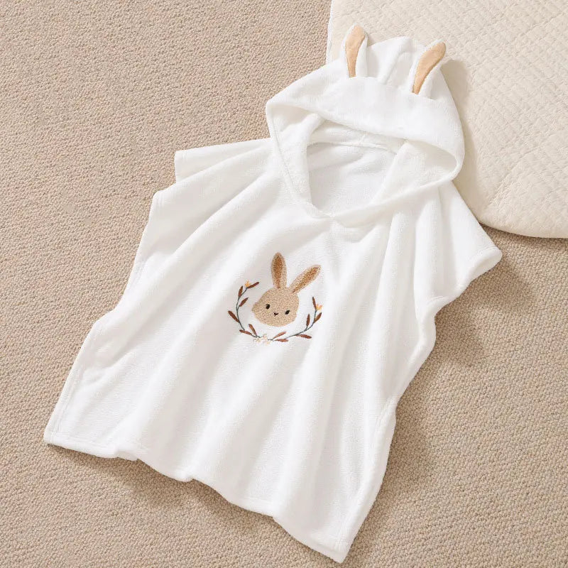 Baby Hooded Bathrobe Kids Bath Towel Super Soft Bathrobe Newborn Absorbent Quick Drying Bathroom Towel Summer Beach Towel