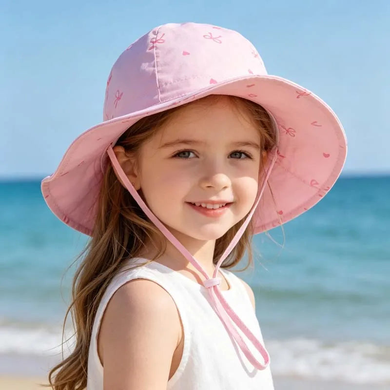 2026 Kids Girl Hats Summer Print Children Sun Hat for Girls Beach Travel Baby Cap Children Panama Cap 2-6Y