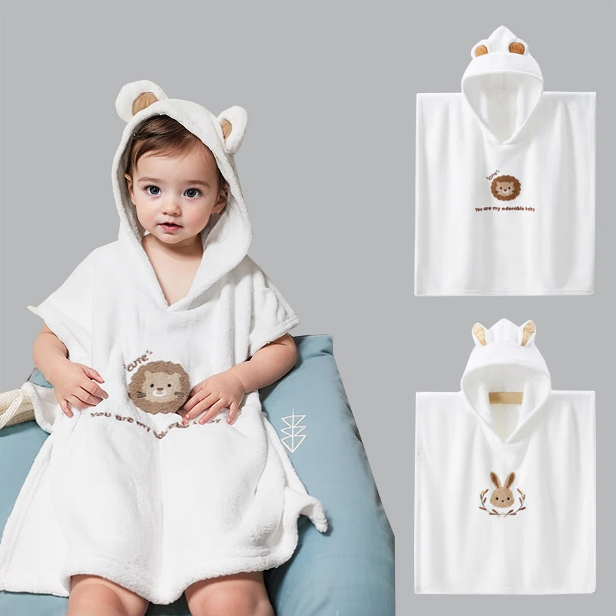 Baby Hooded Bathrobe Kids Bath Towel Super Soft Bathrobe Newborn Absorbent Quick Drying Bathroom Towel Summer Beach Towel