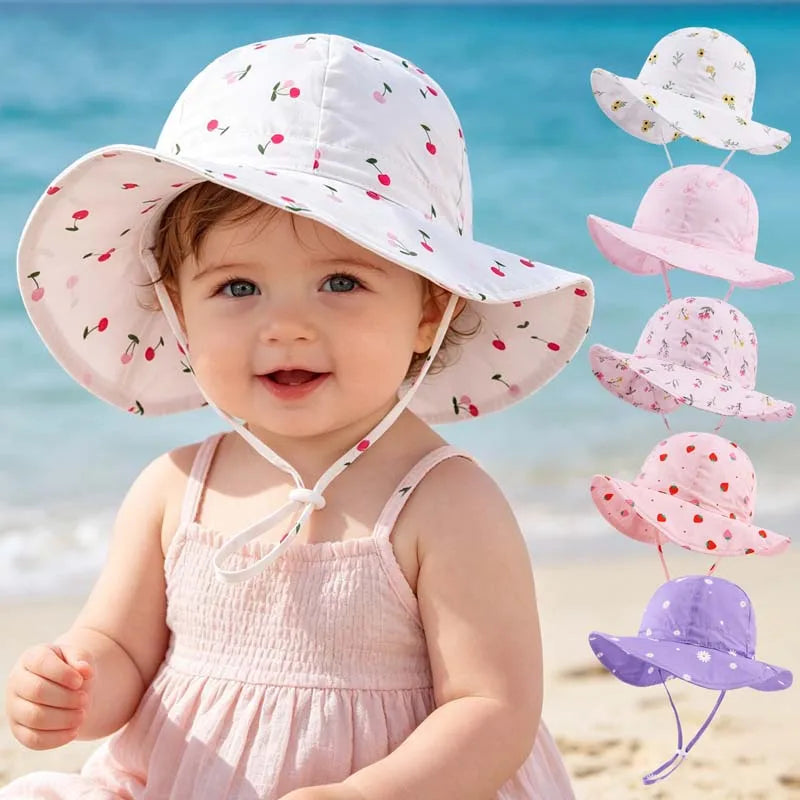 2026 Kids Girl Hats Summer Print Children Sun Hat for Girls Beach Travel Baby Cap Children Panama Cap 2-6Y