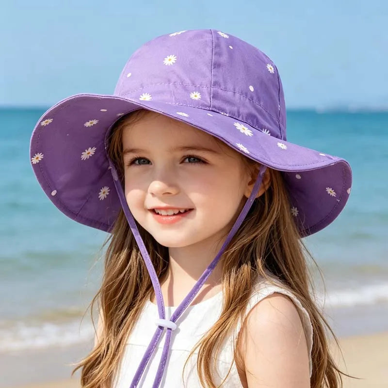 2026 Kids Girl Hats Summer Print Children Sun Hat for Girls Beach Travel Baby Cap Children Panama Cap 2-6Y