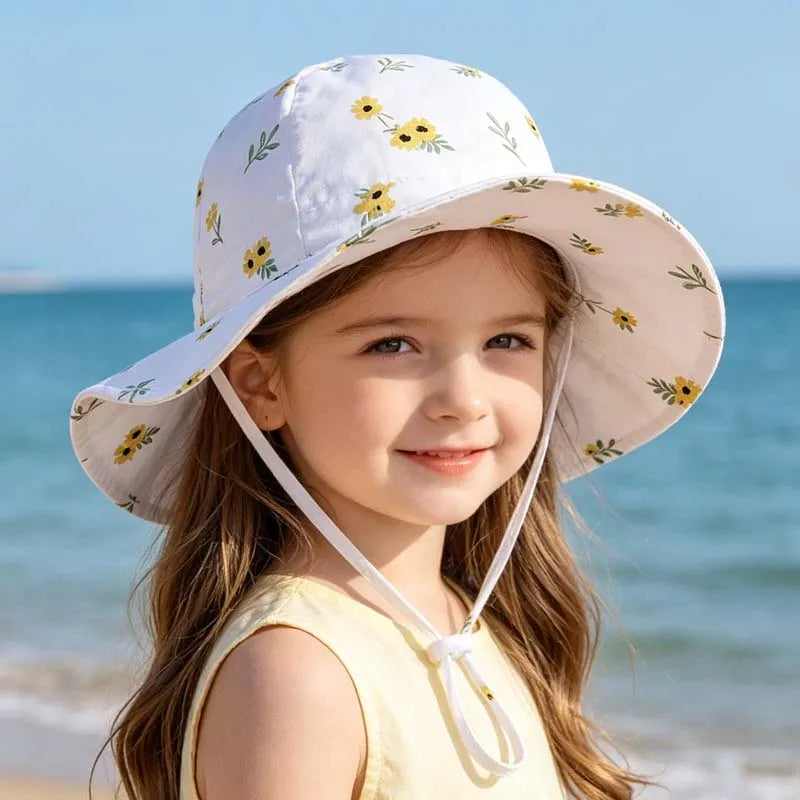 2026 Kids Girl Hats Summer Print Children Sun Hat for Girls Beach Travel Baby Cap Children Panama Cap 2-6Y