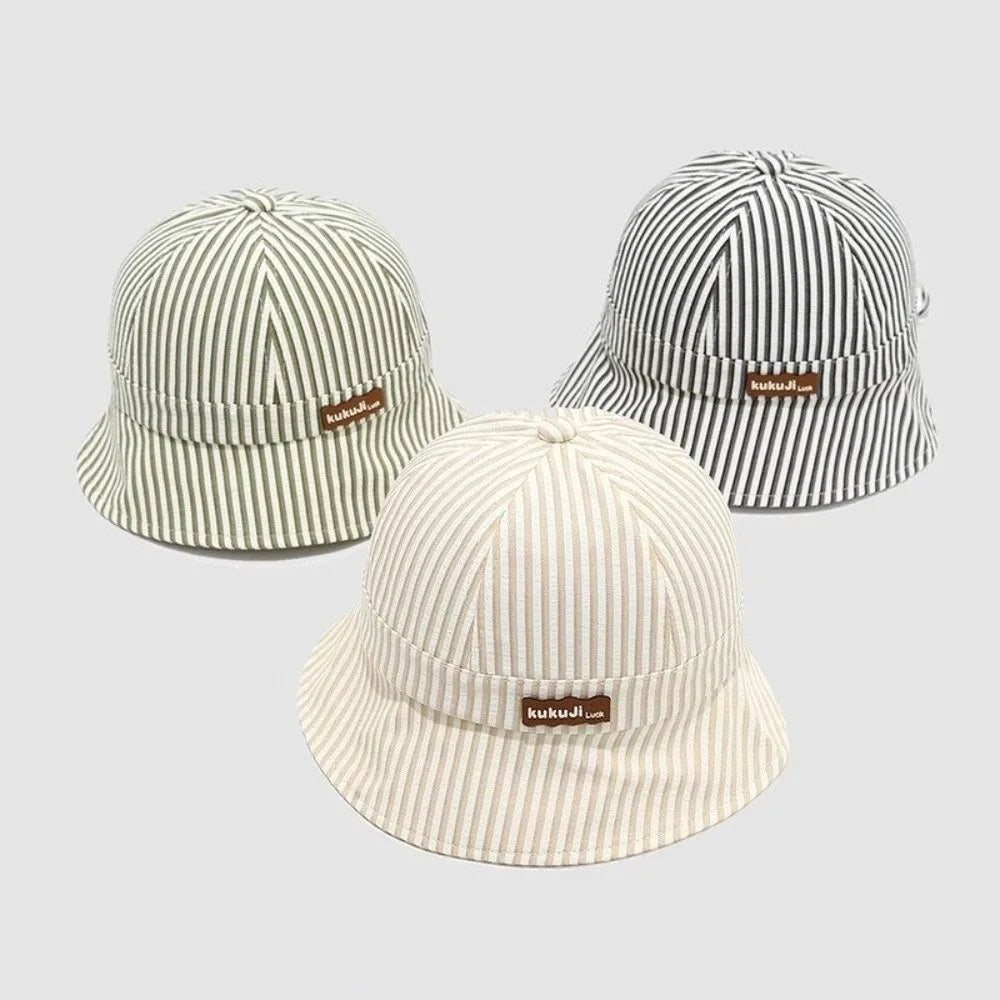 New Striped Baby Bucket Hat Adjustable Breathable Kids Sun Hat Cotton Wide Brim Panama Hat Summer